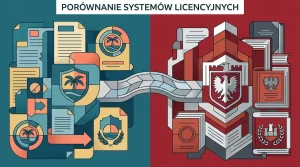 Diagram porównujący licencję Curaçao Lucky Bird z polskim zezwoleniem lokalnym