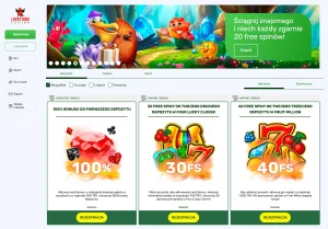 Sekcja promocji Lucky Bird z kartami dostępnych ofert